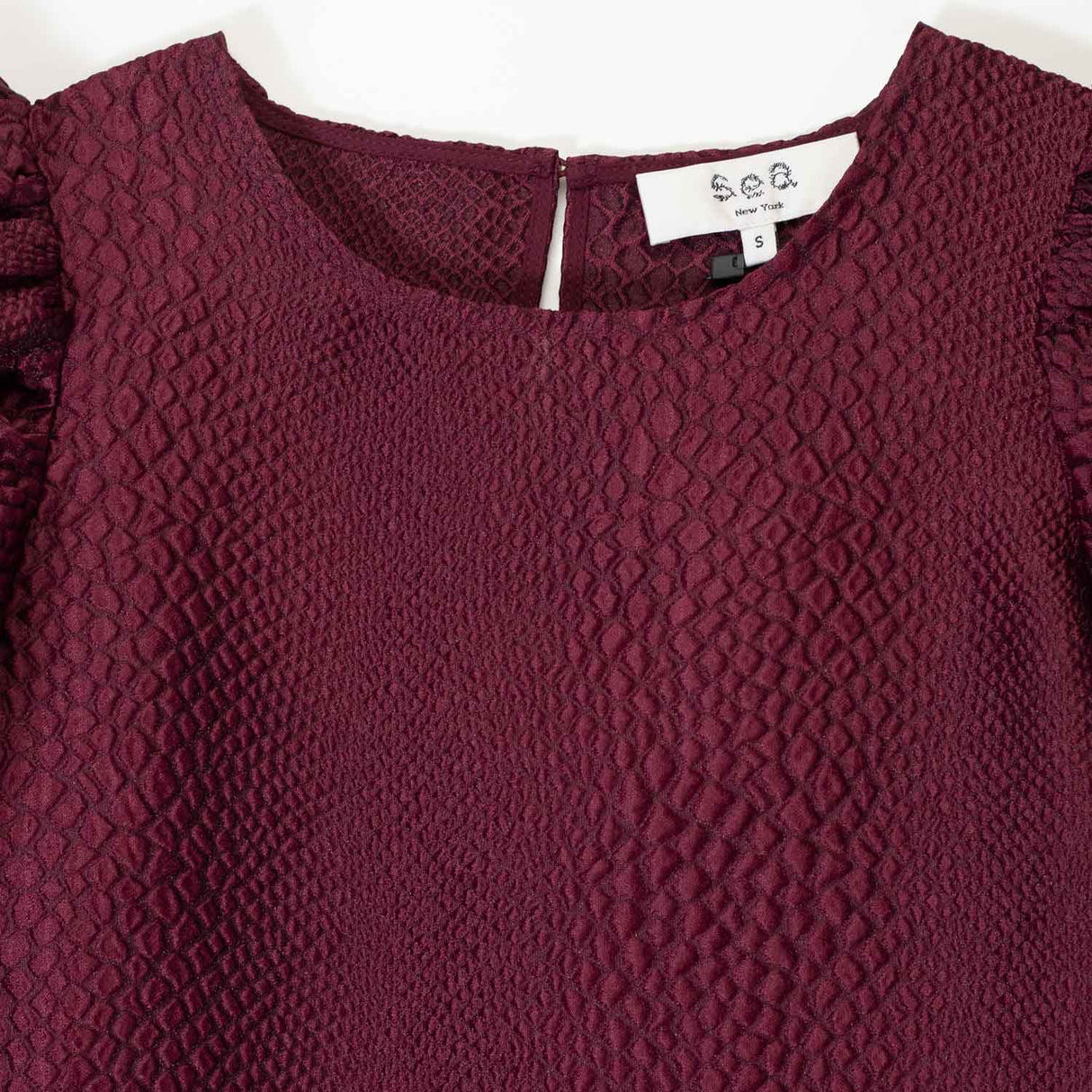 Sea NY FAYETTA EMBOSSED S/S MINI DRESS, Burgundy