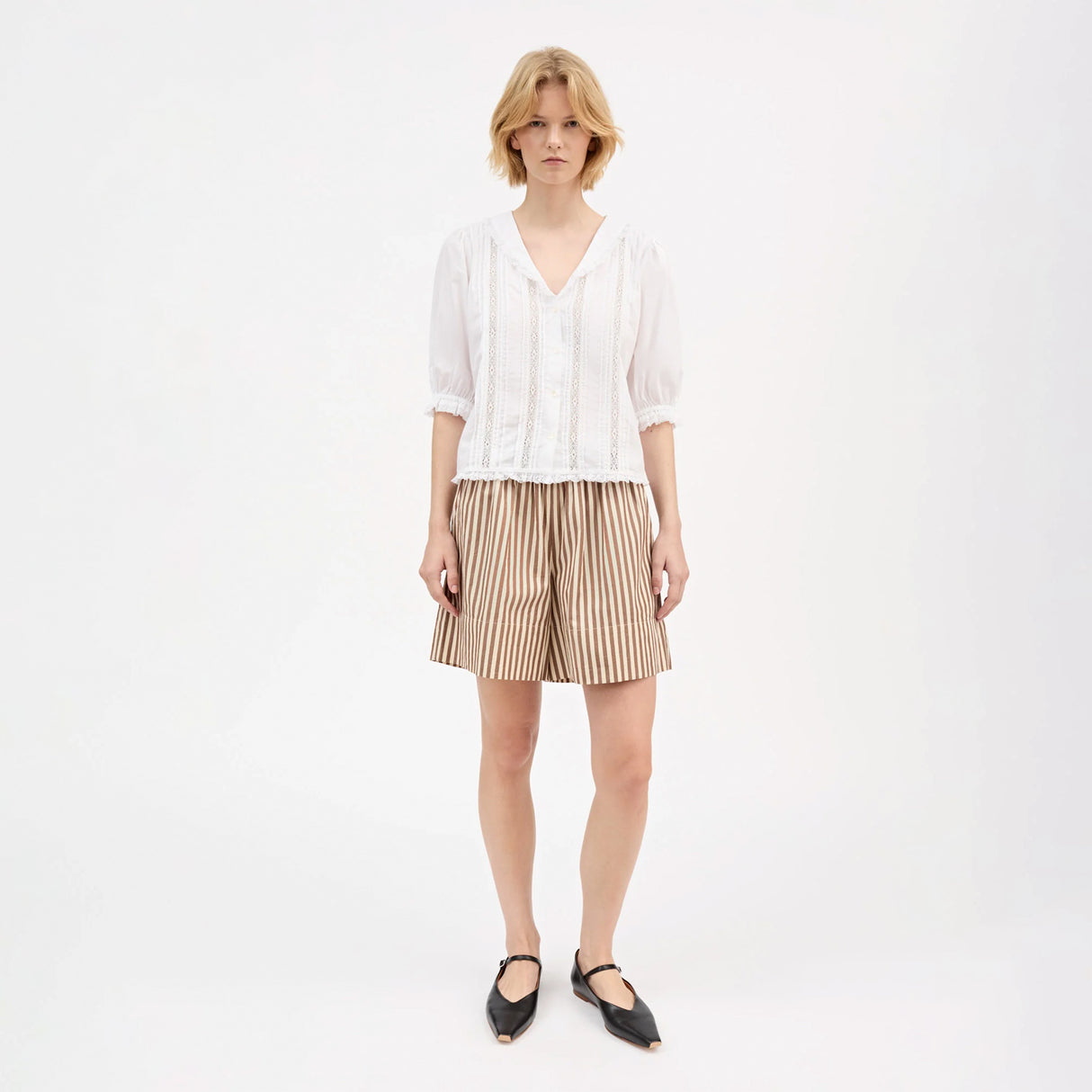 Skall Studio VETIVER SHORTS, Brown/Ecru