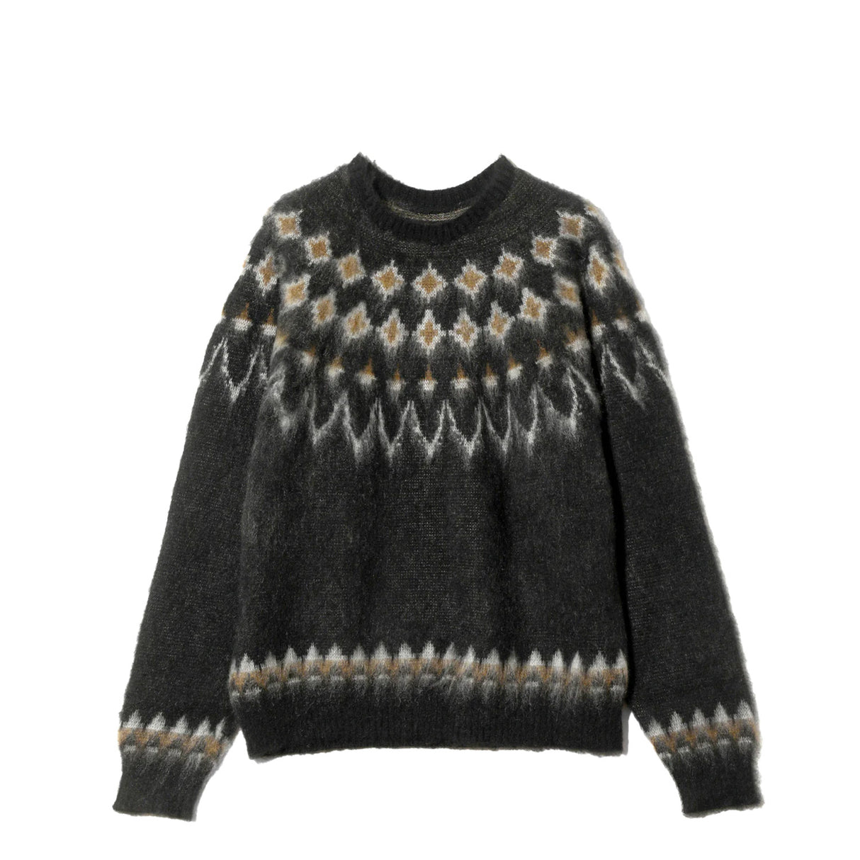 South2 West8 MOHAIR CREW NECK SWEATER, Black