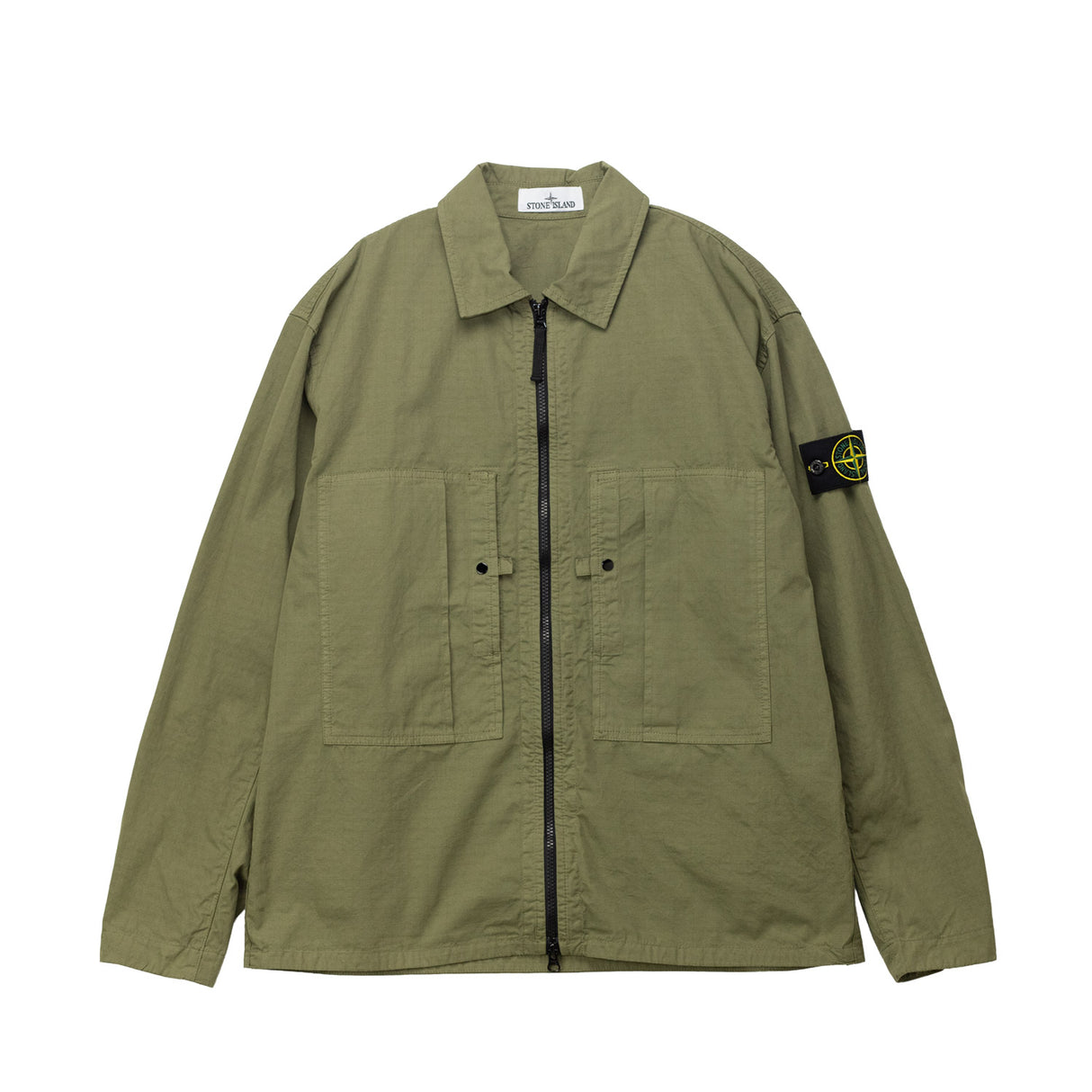 Green jacket with a brand logo on a white background