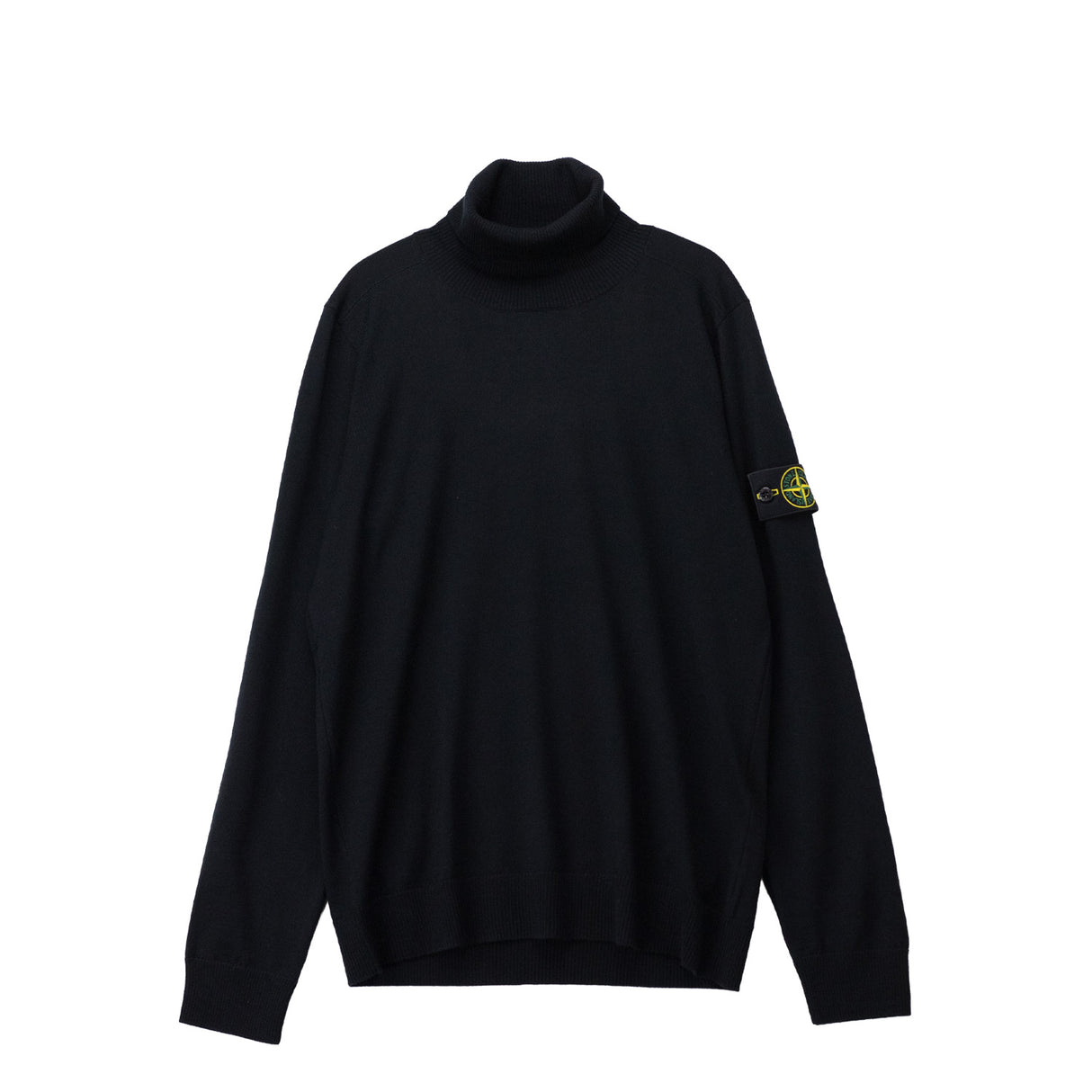 Black turtleneck sweater on a white background