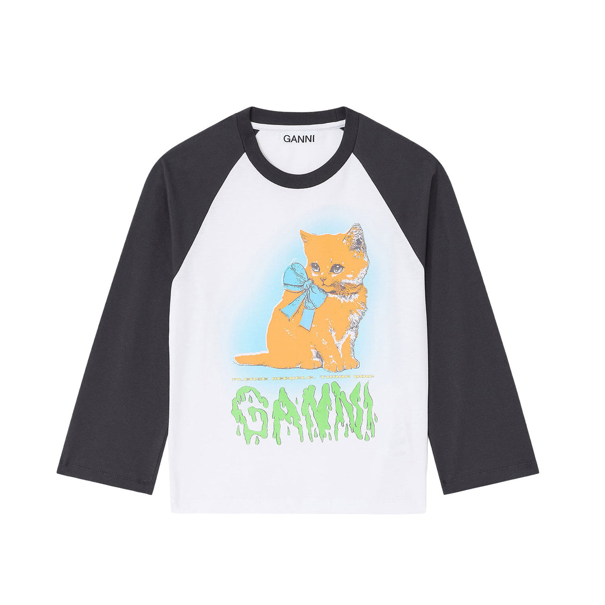 Ganni T4341 KITTY BABY FITTED T-SHIRT, Bright White