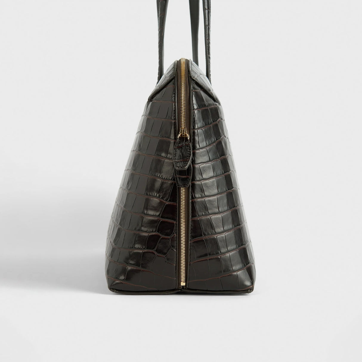 TOTEME CROCO-EMBOSSED DAY TOTE, Dark Chocolate