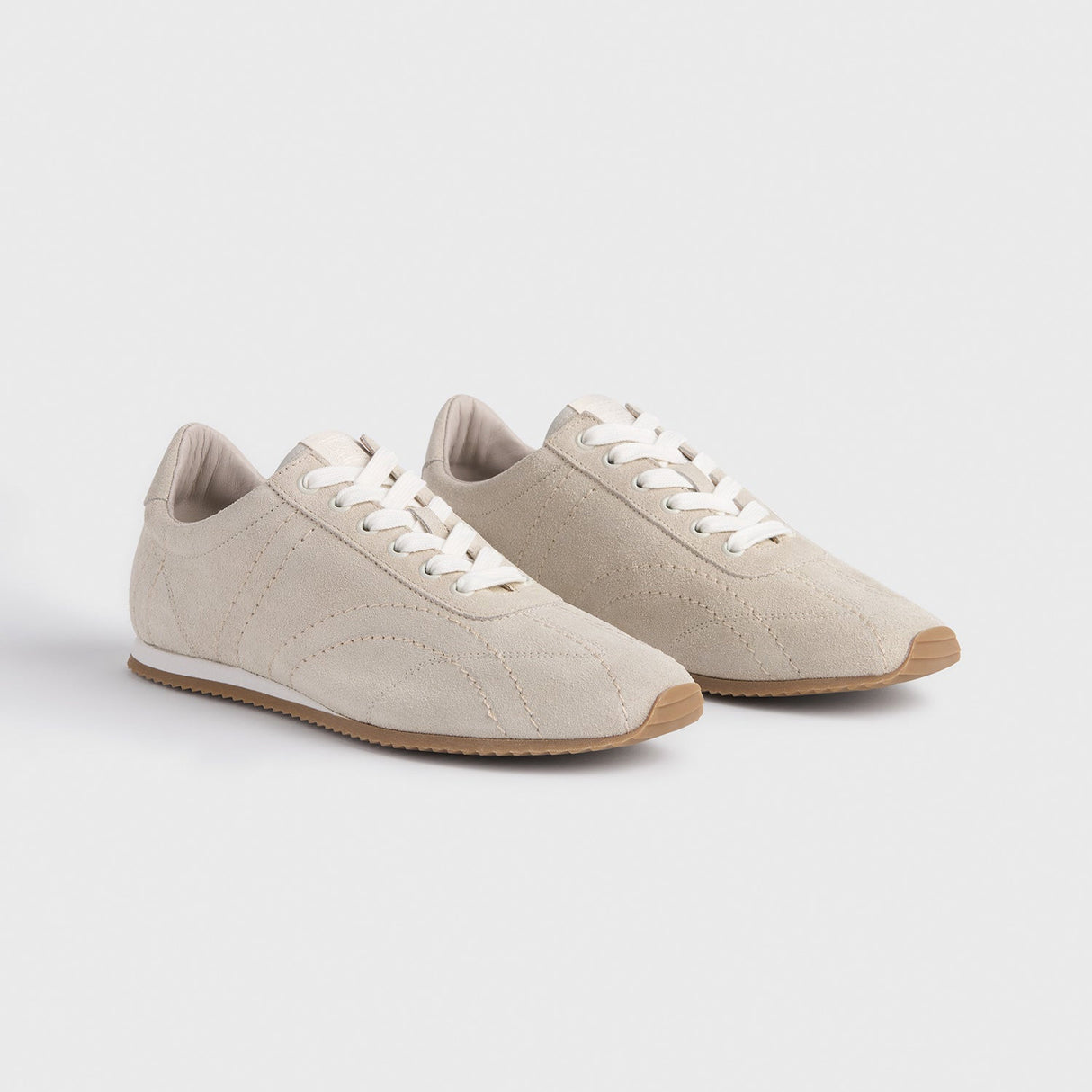 TOTEME FLEX SUEDE SNEAKERS, Stone