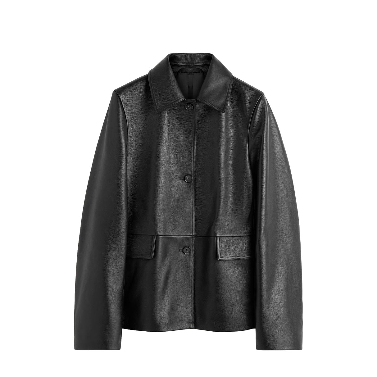 TOTEME GRAINED LEATHER JACKET, Black