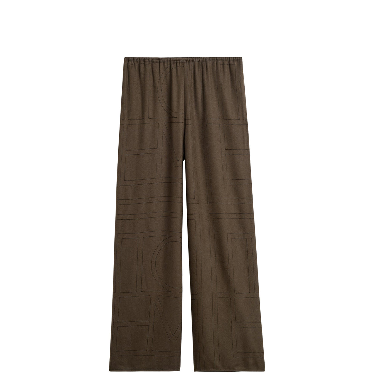 TOTEME MONOGRAM FLANNEL PJ BOTTOMS, Dark Brown
