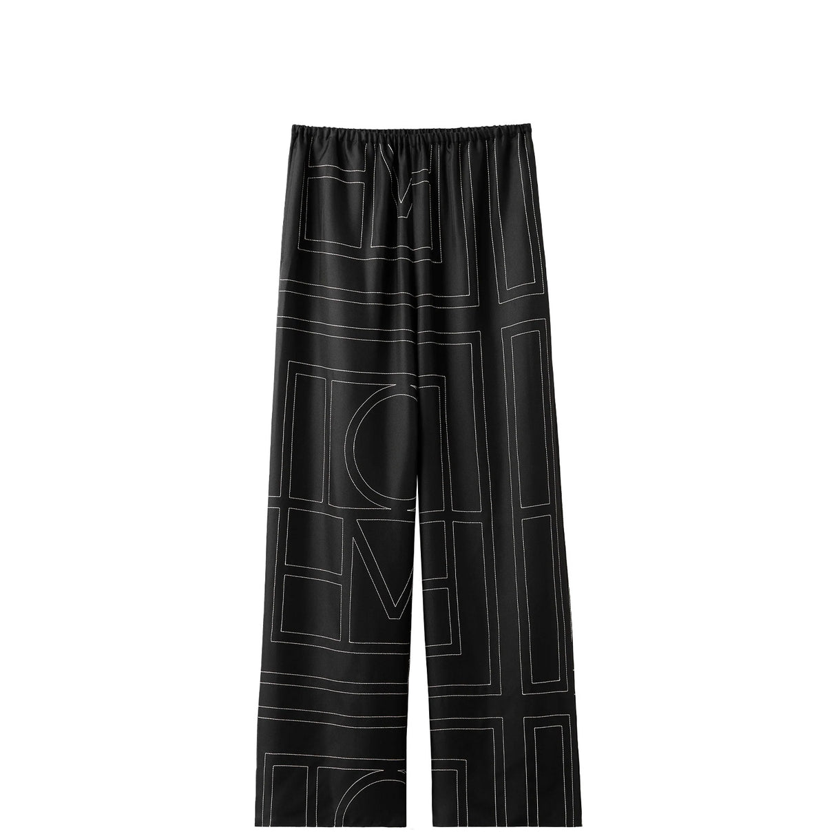 TOTEME MONOGRAM SILK PJ BOTTOMS, Black Monogram