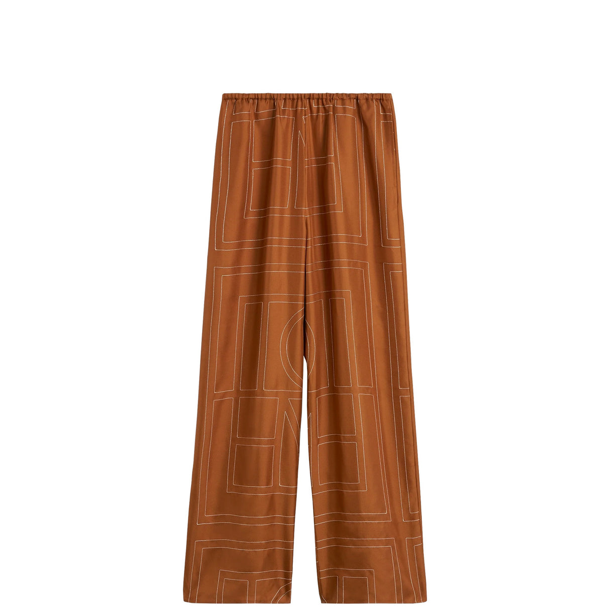 TOTEME MONOGRAM SILK PJ BOTTOMS, Terracotta