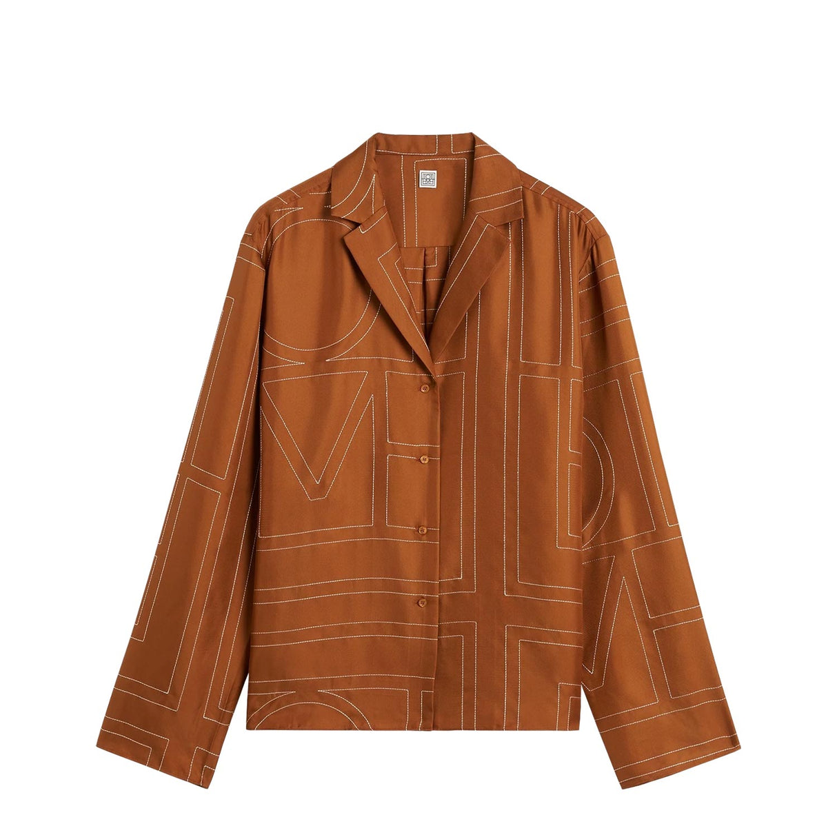 TOTEME MONOGRAM SILK PJ TOP, Terracotta