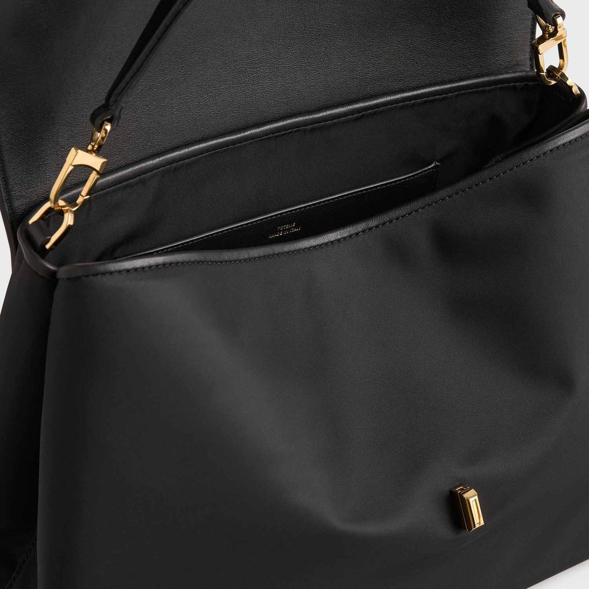 TOTEME T-LOCK NYLON SATCHEL, Black