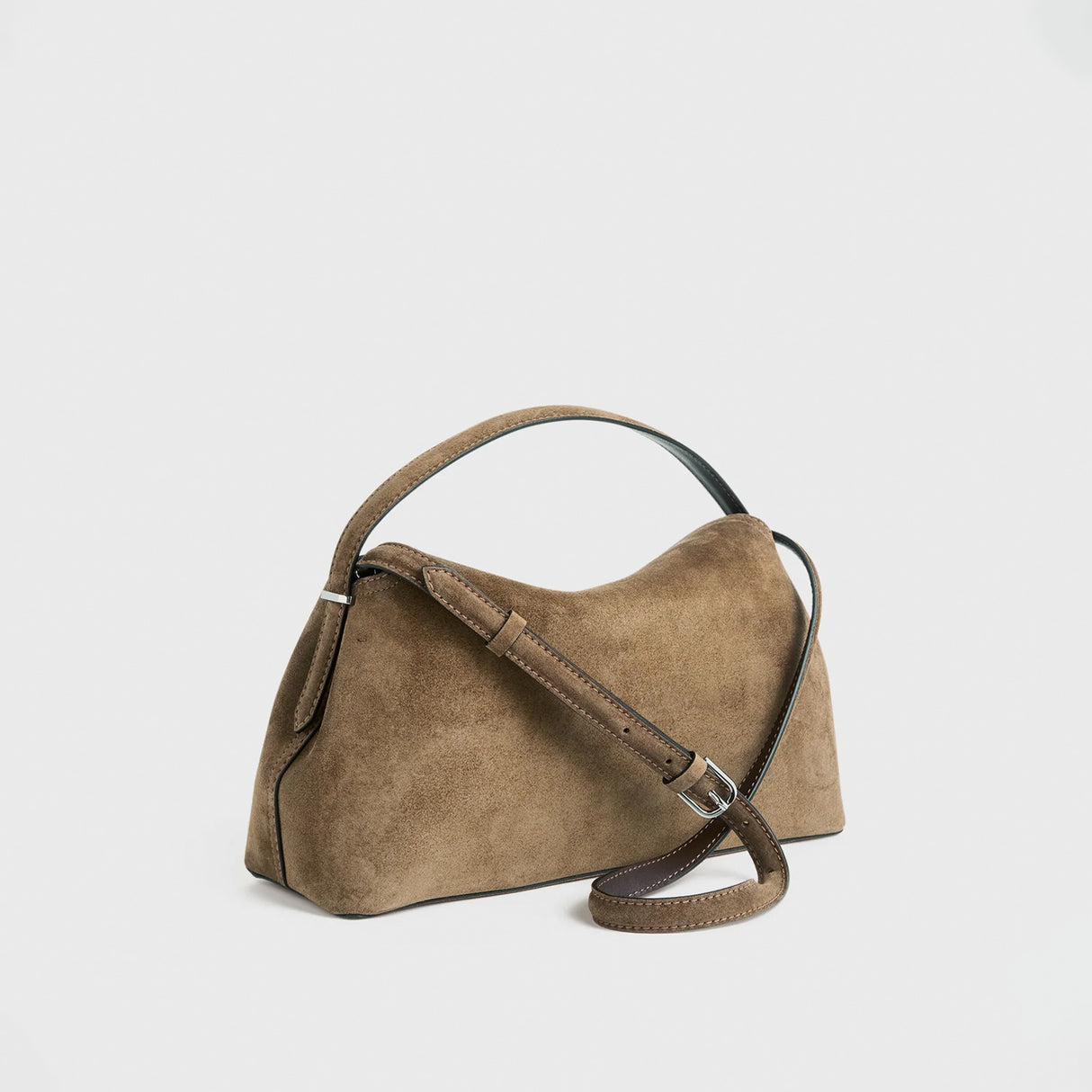 TOTEME T-LOCK SUEDE TOP HANDLE, Tobacco