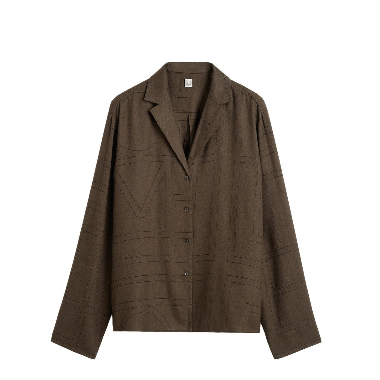 MONOGRAM FLANNEL PJ TOP, Dark Brown