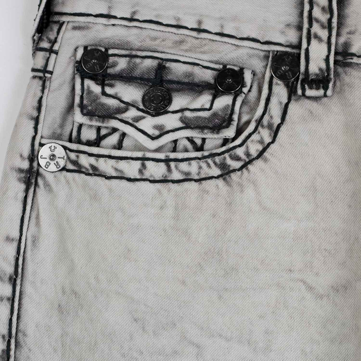 True Religion JOEY SUPER T FLAP FLARE JEAN, Rebel Trail Grey Wash