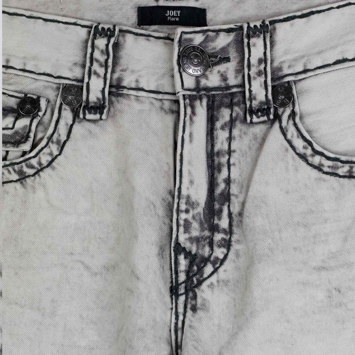 True Religion JOEY SUPER T FLAP FLARE JEAN, Rebel Trail Grey Wash