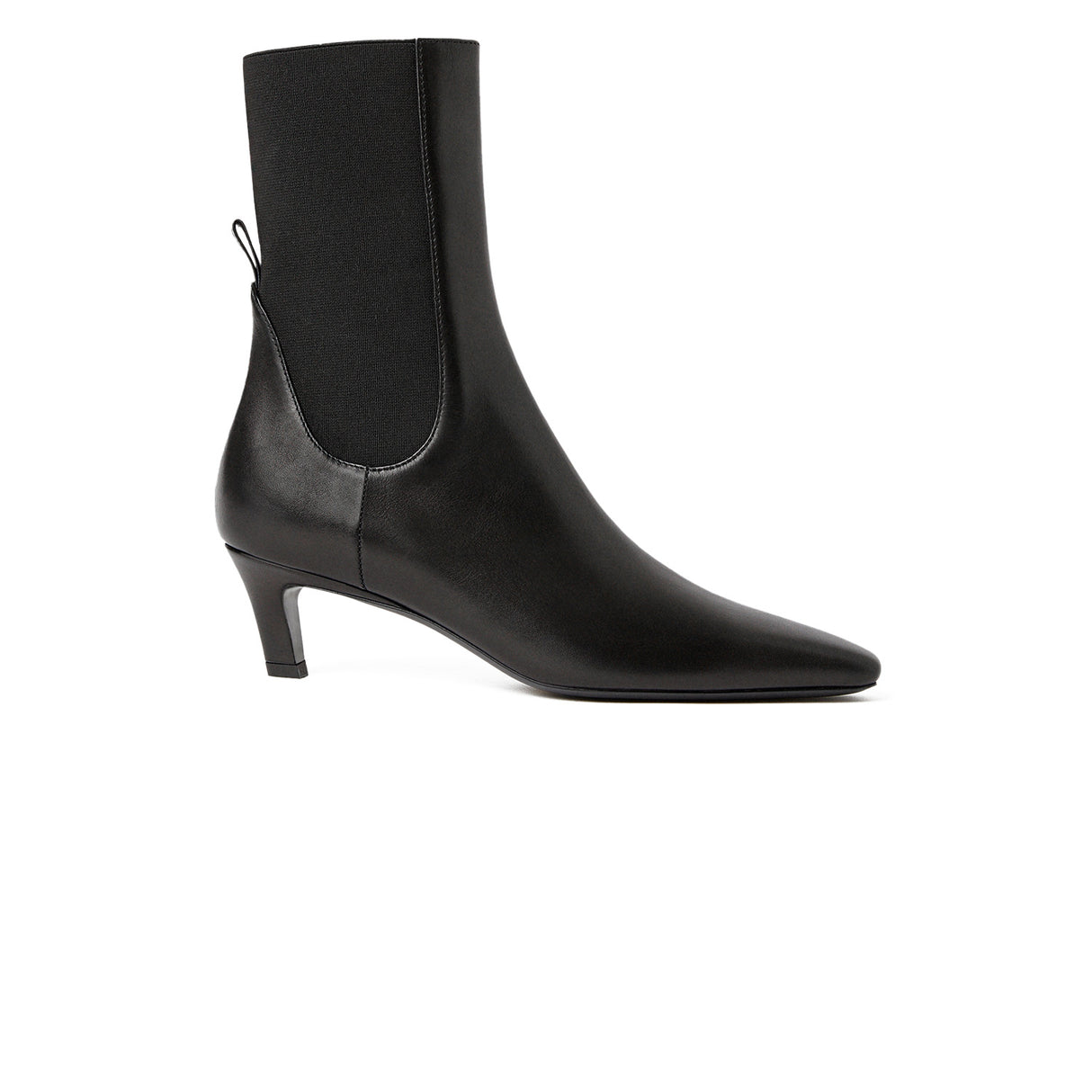 TOTEME THE MID HEEL LEATHER BOOT, Black