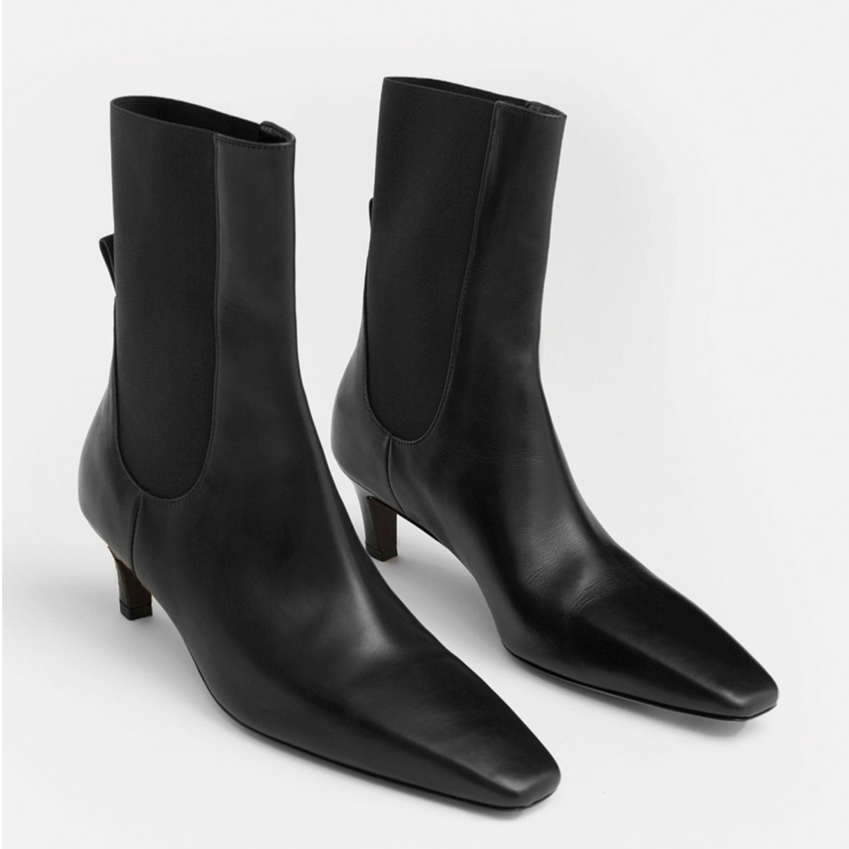 TOTEME THE MID HEEL LEATHER BOOT, Black