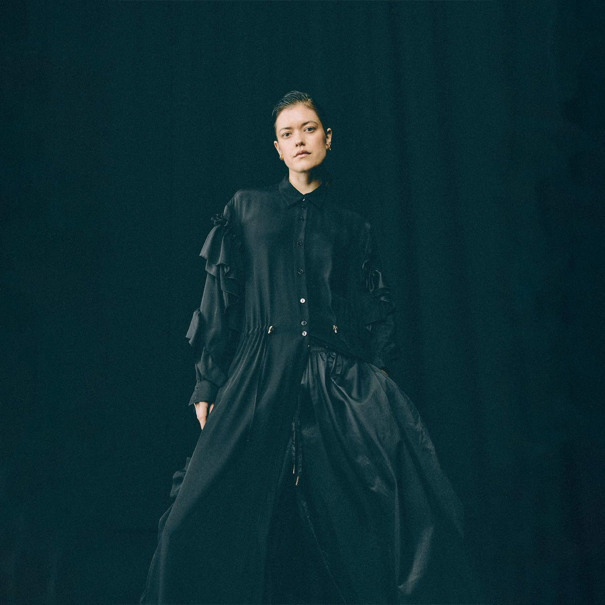 Hedvig MACARON SILK MIDI DRESS, Black