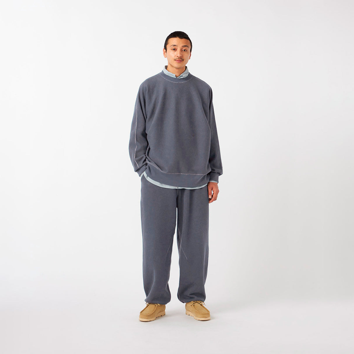 nanamica CREW NECK SWEATER, Heather Navy