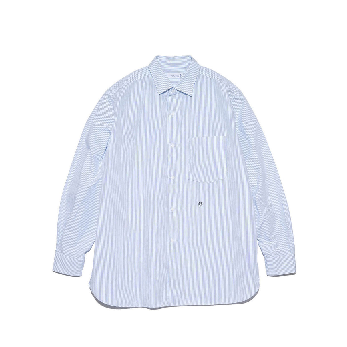 nanamica REGULAR COLLAR STRIPE WIND SHIRT, Sax