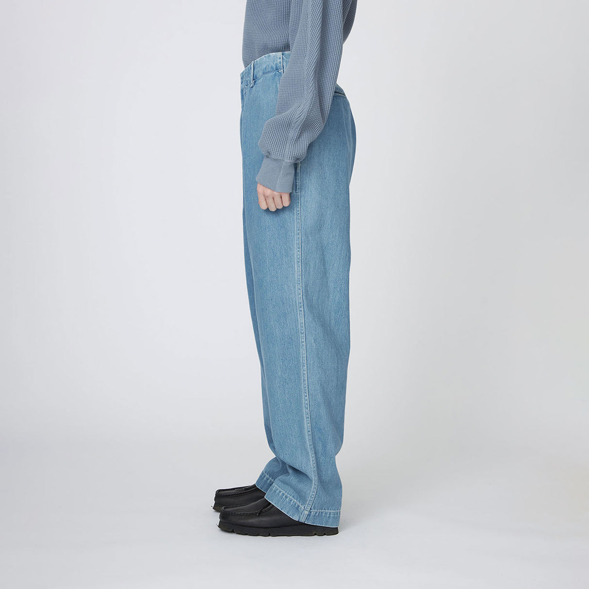 nanamica WIDE DENIM PANTS, Light Indigo