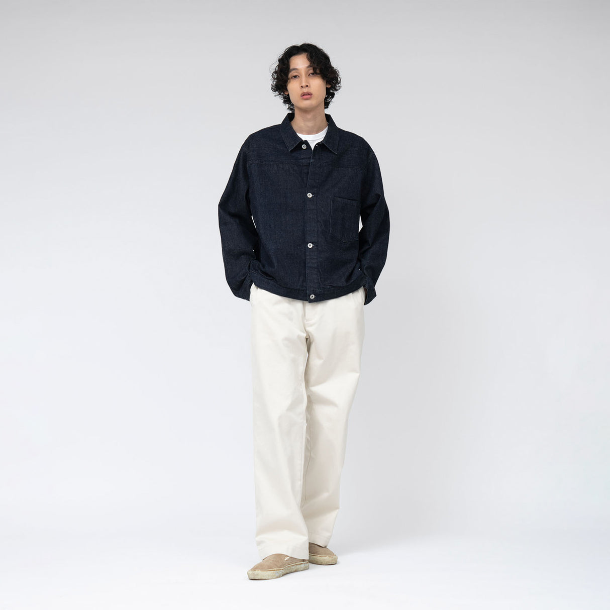 nanamica WIDE STRAIGHT CHINO PANTS, Navy