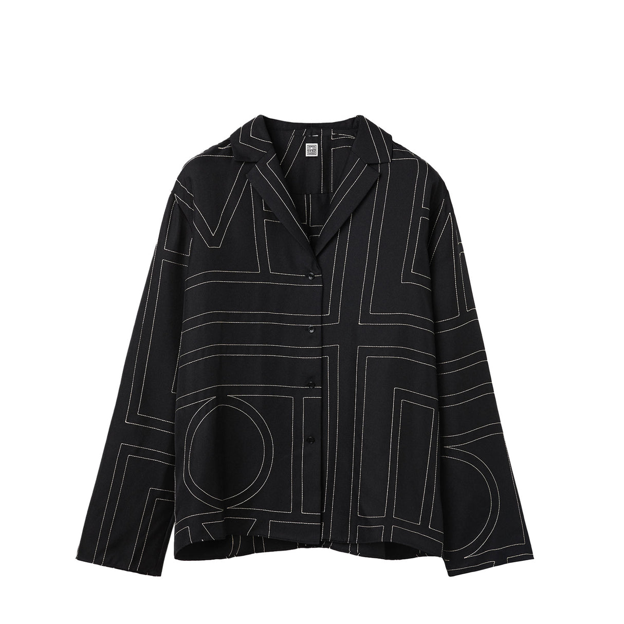 TOTEME MONOGRAM SILK PJ TOP, Black