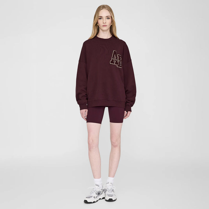 Anine Bing MILES OVERSIZED SWEATSHIRT LETTERMAN, Dark Burgundy