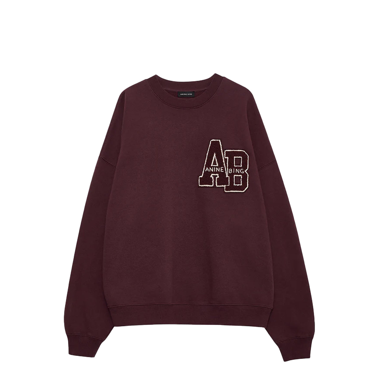 Anine Bing MILES OVERSIZED SWEATSHIRT LETTERMAN, Dark Burgundy