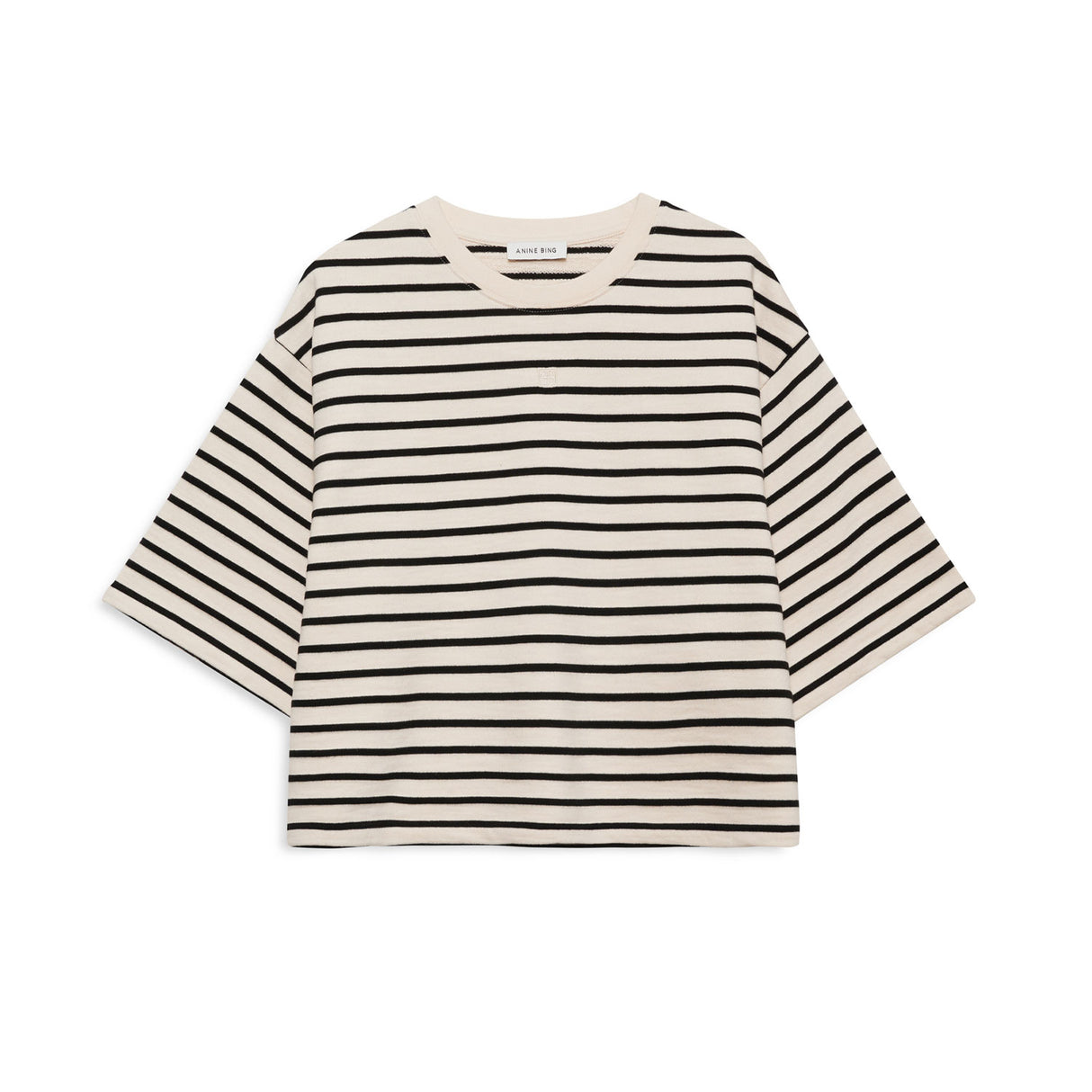 Anine Bing MYERS CROPPED T-SHIRT, White/Black