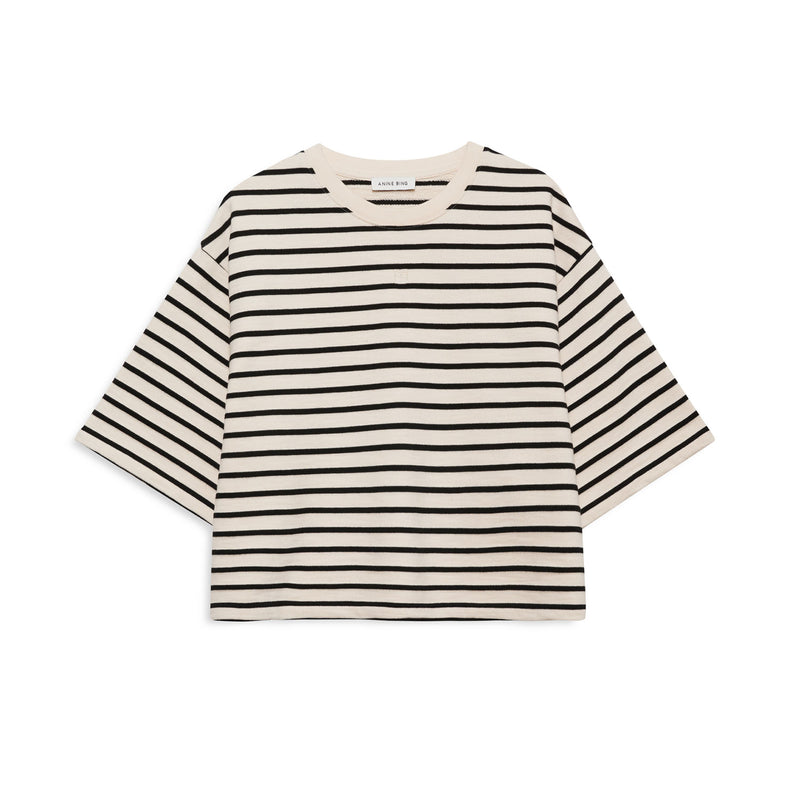Anine Bing MYERS CROPPED T-SHIRT, White/Black