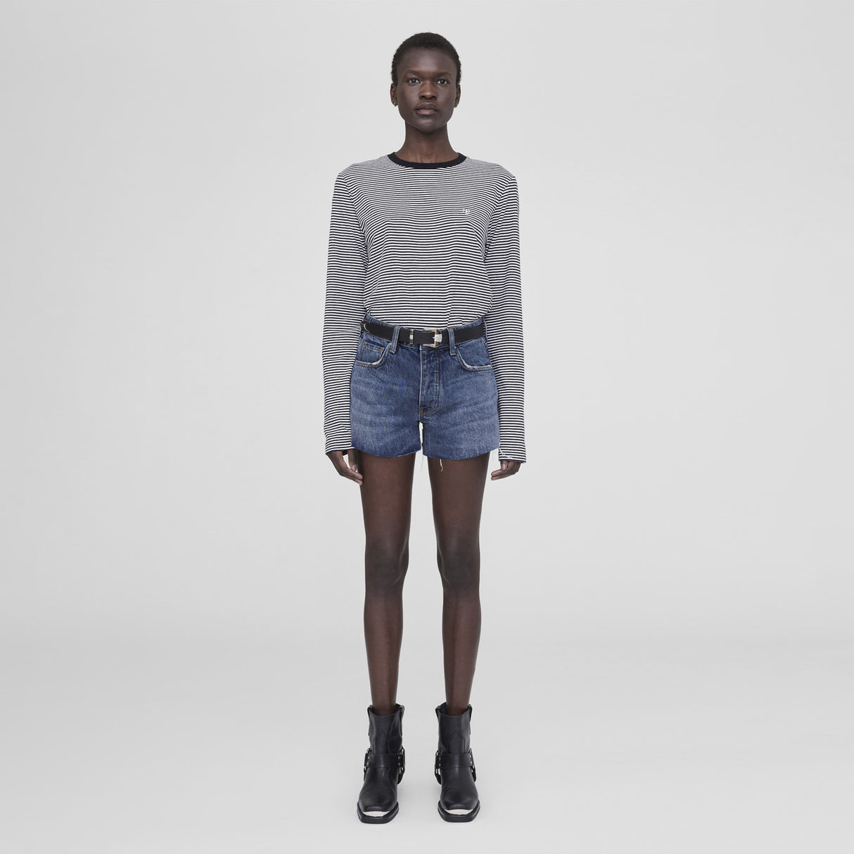 Anine Bing RYLAN TEE, White/Black