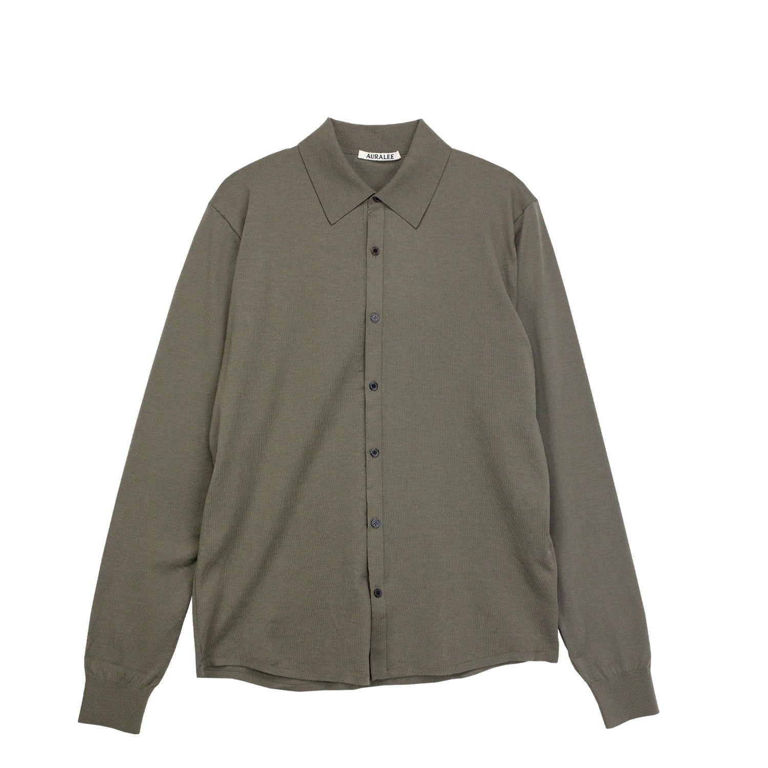 Auralee GIZA HIGH GAUGE KNIT SHIRT CARDIGAN, Olive Grey – Beamhill