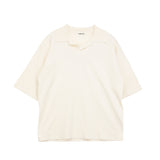 Auralee HIGH GAUGE TUSSAH SILK KNIT POLO, Ivory
