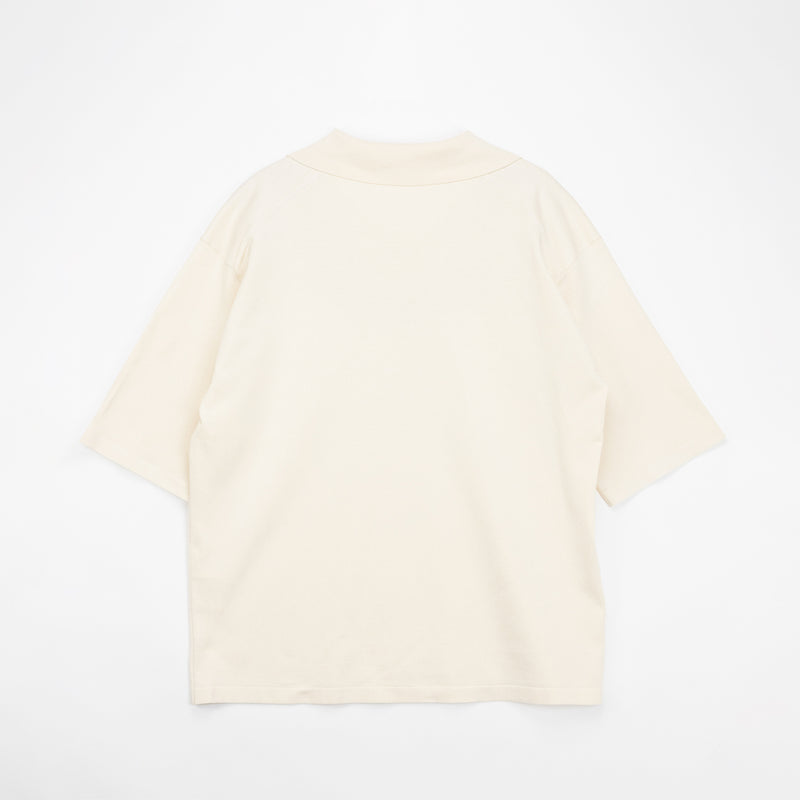 Auralee HIGH GAUGE TUSSAH SILK KNIT POLO, Ivory