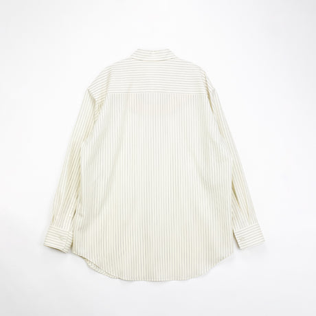 Auralee SUPER FINE WOOL STRIPE SHIRT, Ivory White Stripe