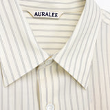 Auralee SUPER FINE WOOL STRIPE SHIRT, Ivory White Stripe