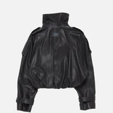 Acne Studios CROPPED LEATHER TRENCH COAT, Black