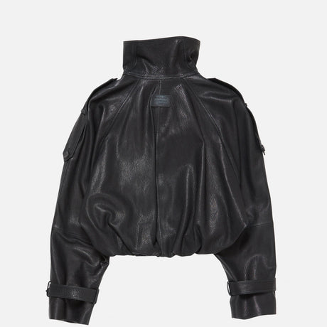 Acne Studios CROPPED LEATHER TRENCH COAT, Black