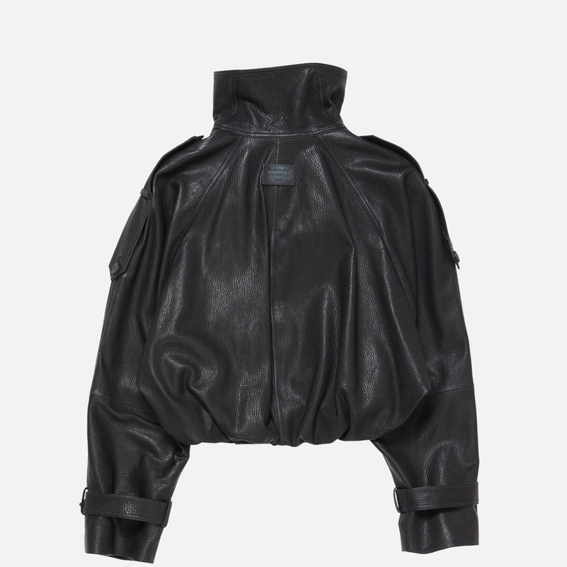 Acne Studios CROPPED LEATHER TRENCH COAT, Black