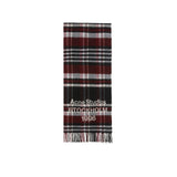 Acne Studios LOGO SCARF WITH FRINGE, Black/Burgundy