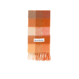 Acne Studios MOHAIR CHECKED SCARF, Bright Orange/White/Apricot