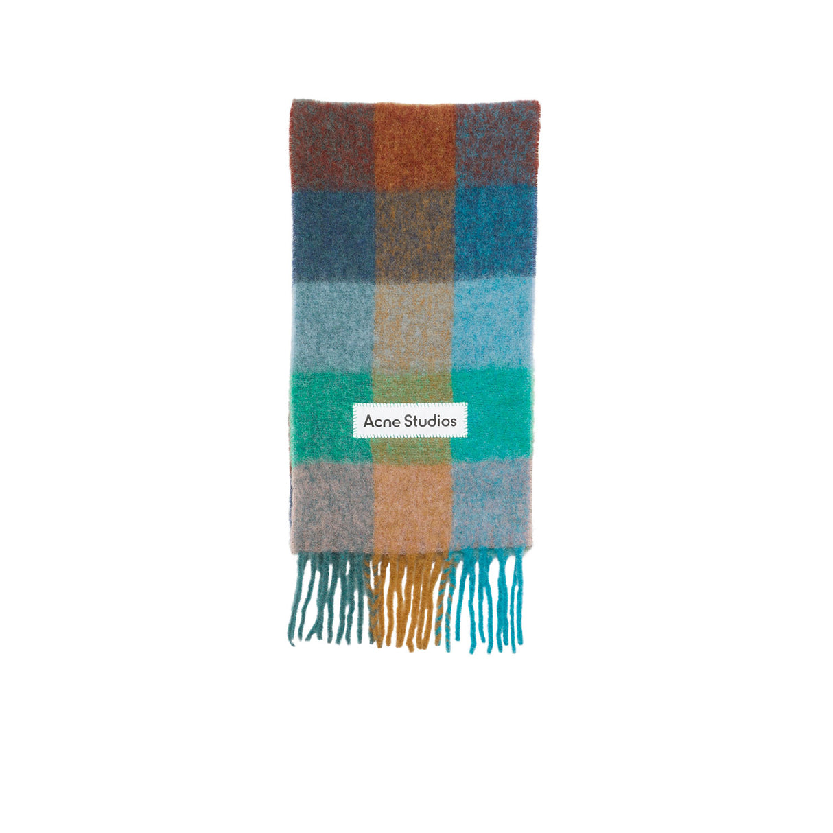 Acne Studios MOHAIR CHECKED SCARF, Turquoise/Camel/Blue - Image 1