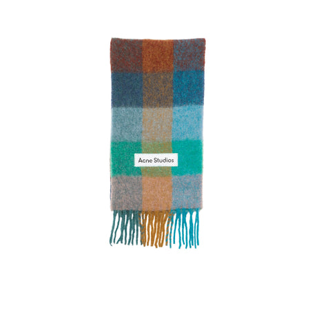 Acne Studios MOHAIR CHECKED SCARF, Turquoise/Camel/Blue - Image 1
