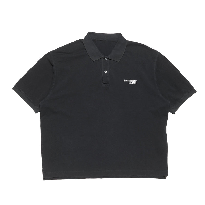 Acne Studios S/S WASHED LOGO POLO SHIRT, Black