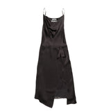 Acne Studios SHINY SATIN SLIP DRESS, Dark Brown