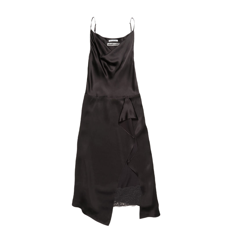 Acne Studios SHINY SATIN SLIP DRESS, Dark Brown