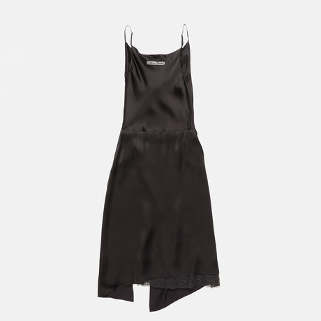 Acne Studios SHINY SATIN SLIP DRESS, Dark Brown