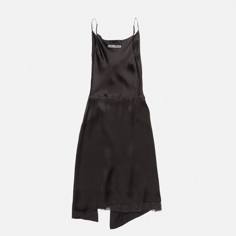 Acne Studios SHINY SATIN SLIP DRESS, Dark Brown