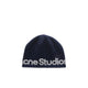 Acne Studios WOOL KNIT LOGO BEANIE, Navy/White