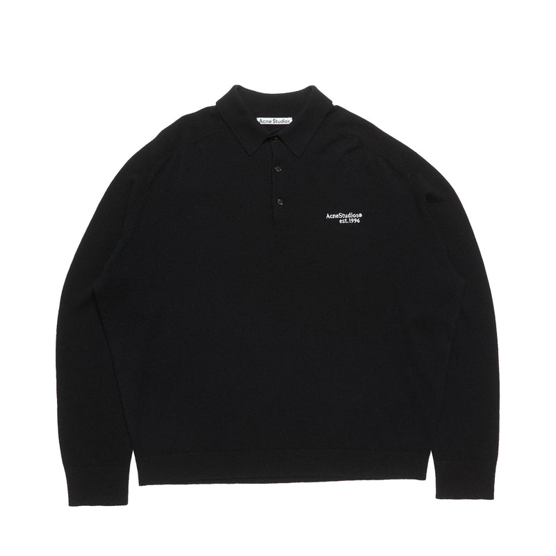 Acne Studios WOOL KNIT POLO, Black